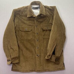 Marino Bay Corduroy Jacket Mens Medium Brown Sherpa Fleece Lined Coat Y2K